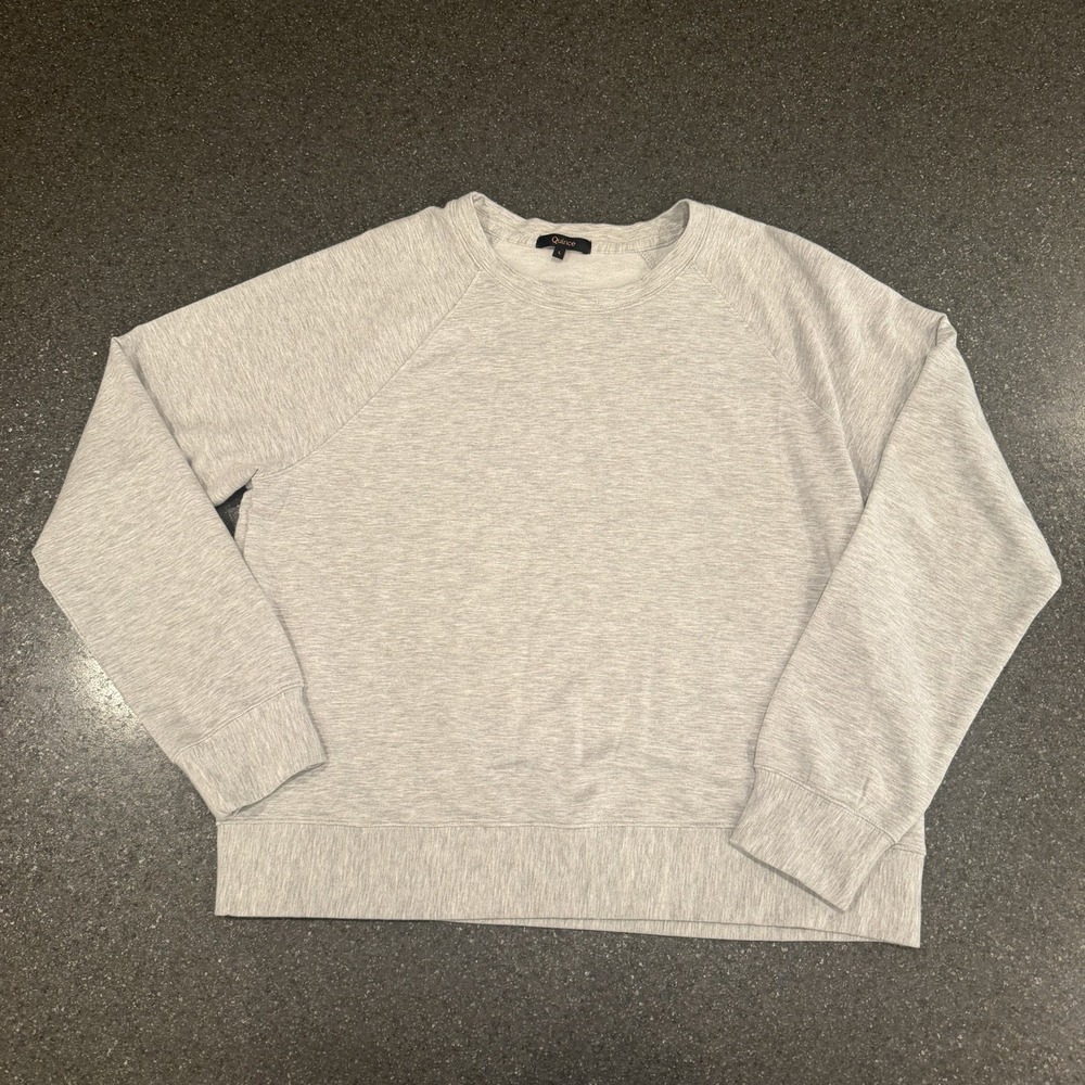 Quince Sweatshirt Womens Large White Tencel Modal Raglan Sleeve Crewneck Fleece